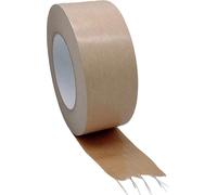 1 rouleau de ruban d'emballage papier 50mm x 50m, RENFORCEMENT DES FILS - 130µ - fort pouvoir adhésif avec caoutchouc naturel, ruban adhésif écologique en papier kraft - ruban adhésif durable pour paq