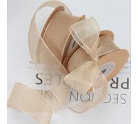 1 rouleau de ruban en gaze kaki pour l'emballage de bouquets de fleurs, noeuds cadeaux, emballage cadeau, ruban DIY, décorations de fête, décorations d'automne et d'hiver, décorations de maison, décor