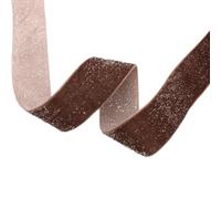 1 rouleau de ruban en velours unilatéral à paillettes, 9 m x 15 mm, décoratif, à paillettes, pour le bricolage, pour emballage, cadeaux, bricolage, vêtements, marron foncé