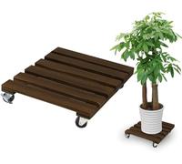 1 rouleau pour plantes rectangulaire 35 x 35 cm - Planche à roulettes ronde - Charge maximale : 90 kg - Support pour plantes d'extérieur - Soucoupe avec roulettes