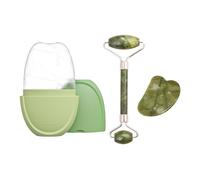 1 Rouleau Vert, 1 Rouleau À Double Tête Et 1 Planche De Grattage À Corne, Masseur De Visage, Outil De Massage Manuel, Accessoires De Soins Du Visage.