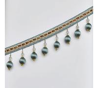 1 ruban à franges perlé de 1 mètre - Pompon décoratif à suspendre for couture, vêtements, rideaux et décoration de table(Blu)
