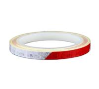 1 ruban adhésif réfléchissant rouge et blanc pour vélo, 1 cm x 8 m, bande d'avertissement de sécurité pour vélo, casque, moto, scooter