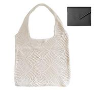 1 Sac À Bandoulière Creux Et 1 Sac À Main Noir, Sac Tricoté Simple, Sac À Bandoulière Pour Femme, Sac À Bandoulière De Grande Capacité, Adapté Pour Les Déplacements, Le Shopping Et Les Voyages.