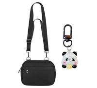1 Sac À Bandoulière Noir Et 1 Porte-Clés Panda, Sac À Bandoulière Réglable, Sac À Bandoulière Étanche, Sac À Bandoulière De Voyage