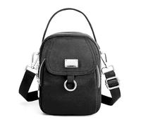 1 sac à bandoulière pour femme, sac pour téléphone portable à une épaule, multi-poches, étanche, petit sac à bandoulière pour téléphone portable, en nylon, sac de voyage pour femme (noir), Noir ,