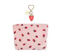 1 Sac À Cosmétiques Et 1 Pendentif, Sac De Rangement De Grande Capacité, Embrayage À Impression Fraise, Adapté Aux Navetteurs, Rangement De Voyage, Finition D'Articles De Beauté.