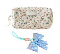 1 Sac À Cosmétiques Rose Et Bleu, 1 Pendentif Nœud Bleu, Sac De Rangement Imprimé Simple, Trousse De Toilette De Voyage En Plein Air, Petit Sac De Tri D'Articles Divers, Jolis Ornements De Sac.