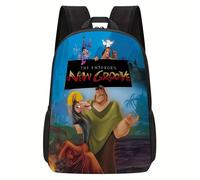 1 sac à dos The Emperor's New Groove - Sac de voyage décontracté de grande capacité avec bretelles réglables, polyester léger, design de dessin animé dynamique, parfait pour les trajets Noir