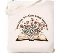 1 Sac À Fleurs De Lecture Et 30 Signes De Lecture De Fleurs, Sac en Toile pour La Journée des Enseignants, Rangement des Achats De Voyage, Accessoires Et Outils De Lecture De Livres.