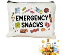 1 sac à goûter d'urgence réutilisable en toile avec fermeture éclair pour collations, sac à main, sac essentiel pour homme et femme