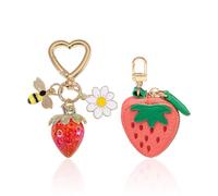 1 Sac À Main Fraise Et 1 Porte-Clés, Doux Et Résistant À l'abrasion, Ouverture Et Fermeture en Douceur sans Caton, Adapté Au Stockage des Cartes D'Accès Et À La Décoration des Sacs À Dos.
