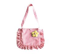 1 sac à main pour enfants, sac à bandoulière à fleurs, sac à bandoulière pour enfants, sac à carreaux, sac de grande capacité, adapté pour les achats quotidiens, les cadeaux