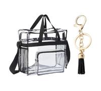 1 sac à main transparent, 1 pendentif pompon, sac à bandoulière avec bandoulière, sac de rangement imperméable, sac à main de grande capacité, sac de rangement, Transparent, Taille unique