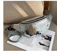 1 Sac Banane À Paillettes Et 1 Porte-Clés, Surface Réfléchissante Imperméable, Accessoires De Mode De Fête, Mini Outils De Rangement, Adaptés Aux Voyages, Rose.