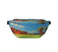 1 sac banane imprimé pour parcours de golf - Réglable - Léger - Pour la marche, le cyclisme, la randonnée, les voyages, Noir , Taille unique, Sac à dos décontracté