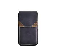 1 sac banane rétro en cuir véritable pour homme, avec fermeture magnétique universelle et design à rabat, protection supérieure pour les sorties, Noir-L, One Size