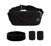 1 Sac De Ceinture Noir avec 2 Bracelets Et 1 Bandeau, Sac De Ceinture pour Sports De Plein Air, Sac De Ceinture Multifonctionnel, Sac De Ceinture Étanche, Accessoires De Sport