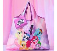 1 sac de courses pliable avec imprimé de personnage de dessin animé mignon, sac fourre-tout avec petit sac de rangement avec chaîne à perles à accrocher au sac, Twilight Sparkle, arc-en-ciel Dash, Flu