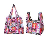 1 Sac De Courses Pour Chien De Dessin Animé Et 1 Sac De Boîte À Déjeuner Pour Chien De Dessin Animé, Sac De Courses De Grande Capacité, Sac De Rangement Portable Pliable