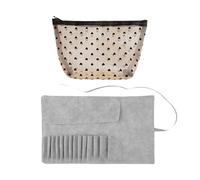 1 Sac De Rangement pour Pinceaux De Maquillage Et 1 Sac Cosmétique en Maille, Outils De Beauté De Finition Portables, Sac De Rangement De Grande Capacité.