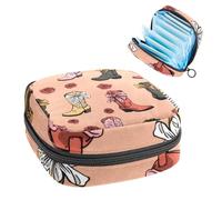 1 sac de rangement pour serviettes hygiéniques, grand organiseur de serviettes hygiéniques, sac réutilisable pour première période pour filles et femmes - 17 x 17 x 12 cm / motif art cowgirl nœuds et