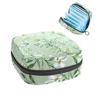 1 sac de rangement pour serviettes hygiéniques, grand organiseur de serviettes hygiéniques, sac réutilisable pour première période pour filles et femmes - 17 x 17 x 12 cm/fleurs sauvages, herbes et