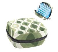 1 sac de rangement pour serviettes hygiéniques, grand organiseur de serviettes hygiéniques, sac réutilisable pour première période pour filles et femmes - 17 x 17 x 12 cm/motif ovale vintage vert