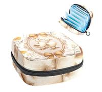 1 sac de rangement pour serviettes hygiéniques, grand organiseur de serviettes hygiéniques, sac réutilisable pour première période pour filles et femmes - 17 x 17 x 12 cm/canards dans un cadre ovale