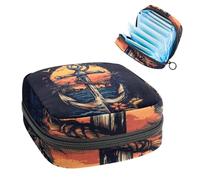 1 sac de rangement pour serviettes hygiéniques, grand sac réutilisable pour première période pour filles et femmes - 17 x 17 x 12 cm / motif ancre d'été vintage aventure océan art