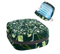 1 sac de rangement pour serviettes hygiéniques, grand sac réutilisable pour première période pour filles et femmes - 17 x 17 x 12 cm/motif aquarelle délicate fleurs sauvages herbes vertes