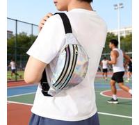 1 sac de taille réfléchissant pour la course à pied, sac à bandoulière pour | Coque holographique avec visibilité réfléchissante à 360°, légère pour la course et la plage, modes bandoulière et taille