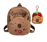 1 Sac D'École De Fleurs Capybara Et 1 Sac À Main De Fraise, Sac À Dos Étudiant De Bande Dessinée, Correspondance De Sortie Quotidienne, Cadeau pour Enfants.