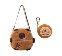 1 Sac en Peluche Capybara Diagonal, 1 Sac À Main Capybara, Les Petits Objets sont Organisés Et Rangés, Le Rouge À Lèvres Et Les Écouteurs.