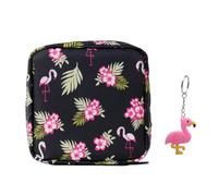 1 sac flamant rose, 1 porte-clés flamant rose, sac de rangement mignon de dessin animé, sac de rangement pour serviettes hygiéniques, sac menstruel, sac de rangement multi-usages
