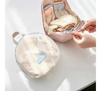 1 sac organisateur de voyage portable 3-en-1, pochette de rangement compacte en polyester avec compartiments zippés, lavable en machine, disponible en rose et bleu, séparateurs à fermeture éclair dura