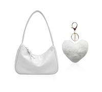1 sac sous les bras, 1 pendentif, sac crossbody blanc pour femme, sac bandoulière sous les bras, pochette en cuir blanc, sac crossbody de voyage pour femme