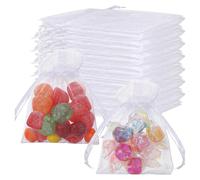 1. Sacs en organza avec cordon de serrage de 7 x 9 cm pour fête de mariage - Pochettes respirantes pour bijoux, bonbons, souvenirs d'anniversaire, petits sacs en organza
