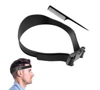 1 sangle auxiliaire de coiffure avec 1 peigne à queue pointue, en silicone, outils de coupe de cheveux, sangle de coupe réglable, convient pour les coiffeurs, la coupe de cheveux DIY (noir)