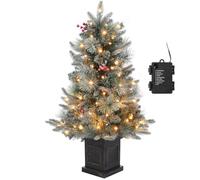 1 Sapin de Noël Artificiel de 90 cm avec 78 LED Blanc Chaud, à Piles, 8 Modes réglables, Sapin de Noël avec Branches denses