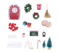 1. Scène de Noël de village de 1/12 avec porte de fée et arbre pour affichage de vacances miniature porte de poupée