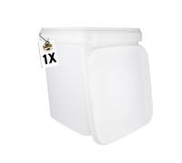1 seau avec couvercle 10 l blanc rectangulaire | seau en plastique résistant aux aliments, hermétique et stable | seau vide avec poignée et couvercle pour aliments, produits chimiques, colles