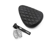 1 selle solo en cuir for moto avec ressort de 7,6 cm et support noir, compatible Harley-Davidson Sportster 883 XL Chopper Bobber(WHITE)