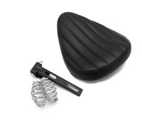 1 selle solo en cuir for moto avec ressort de 7,6 cm et support noir, compatible Harley-Davidson Sportster 883 XL Chopper Bobber(Silver)