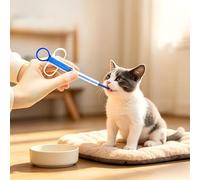 1 seringue distributeur de médicaments pour animaux de compagnie avec embout souple en silicone multifonction vermifuge pour chats et chiens de voyage, sac bleu