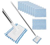 1 serpillère avec 10 chiffons de nettoyage, pas de lavage nécessaire, avec chiffons, sans lavage, avec clip à pression automatique, pour le nettoyage des miroirs de salle de bain, des murs, du verre