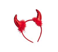 1 serre-tête cornes de diable avec oreilles de diable, bandeau avec plumes, bandeau de diable, bandeau de diable, costume de carnaval, Halloween, costume pour homme et femme, rouge