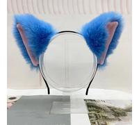 1 serre-tête en peluche avec oreilles de chat - Pour femme - Joli bandeau de fête - Accessoire de cheveux - Pour adultes et enfants - Bleu