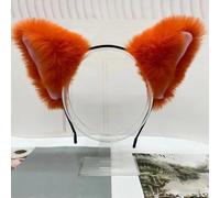 1 serre-tête en peluche avec oreilles de chat - Pour femme - Joli bandeau de fête - Accessoires de cheveux - Pour femmes et adultes - Décoration - Orange