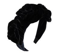 1 serre-tête en velours, motif de fleurs roses, style vintage, uni, large, bijou de cheveux, simple, pour mariage, femme, fille, anniversaire, fête, noir